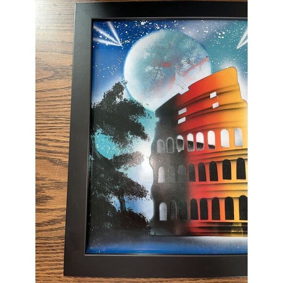 2015 Framed Signed Original Disco Graffiti Pop Mixed Media Art - Roman Colosseum - Picture 2 of 12